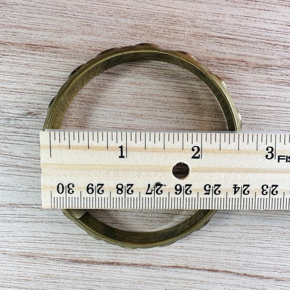 Vintage Genuine Brass Embossed Design Bangle Bracelet Handmade 8.25" - Picture 6 of 8